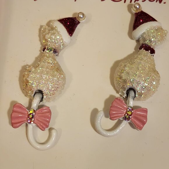 Betsy Johnson Christmas Cat Earrings- NIB - Picture 4 of 4